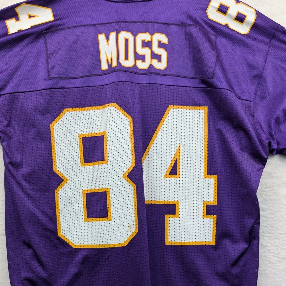 VTG Adidas Randy Moss Jersey Men's L Purple Nylon Minnesota Vikings Football 90s